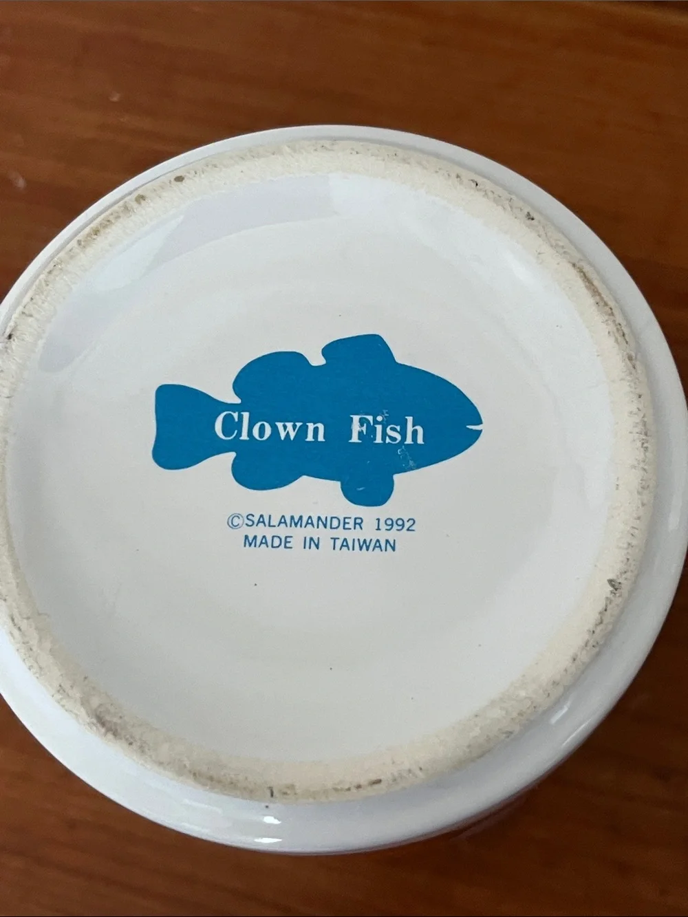 Clownfish Ceramic Mug with Fish Tail Handle - VTG 1992 Orange & White